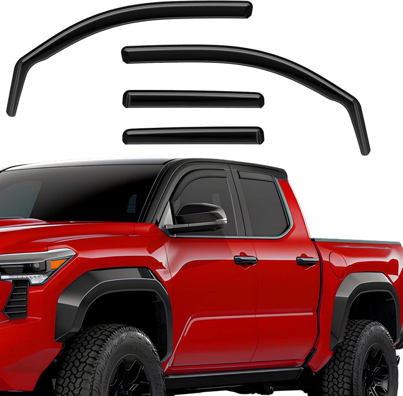 ISINLASSO in-Channel Window Rain Guards Compatible with Toyota Tacoma Double Cab 2024 2025 Full Size Shatterproof Side Window Deflectors, Window Visors, Wind Deflectors -Black, 4 PCS - Image 1